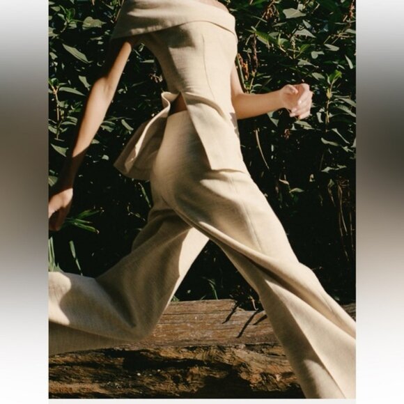 ZARA HIGH WAIST WIDE LEG PANTS - Picture 1 of 5